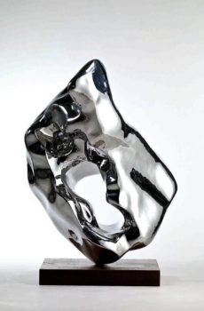 Metallic silver plating abstract art made in resin