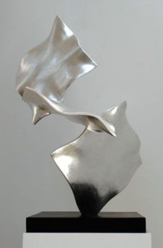Silver abstract art work with black base