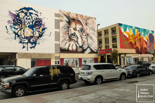 3d Lion Graffiti on building walls