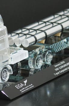 Miniature construction truck model in crystal
