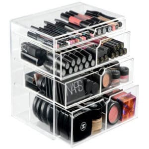 Acrylic makeup box with adjustable drawers