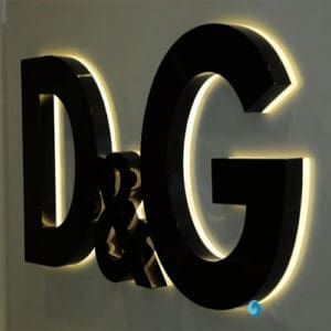Outdoor Acrylic letter signage in D& G shape with back lights