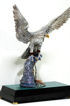 Metal electroplated Arabian Falcon Sculpture model
