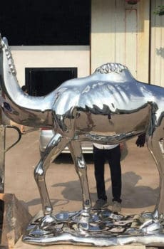 Silver metallic plating camel outdoor statue sculpture