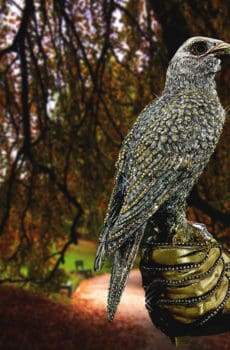 Falcon sculpture studded with branded gems made in Dubai
