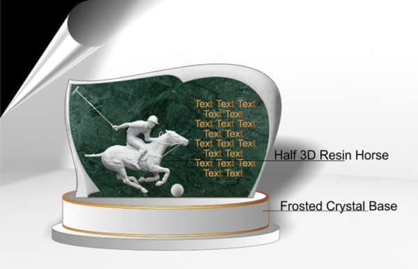 Half 3d resin horse polo award made in Dubai