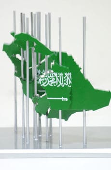 Saudi Arabia map souvenir in crystal and metal