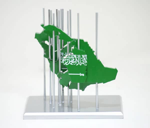Saudi Arabia map souvenir in crystal and metal