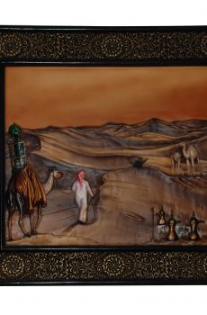 3d painting with frame of Arabic Men in desert