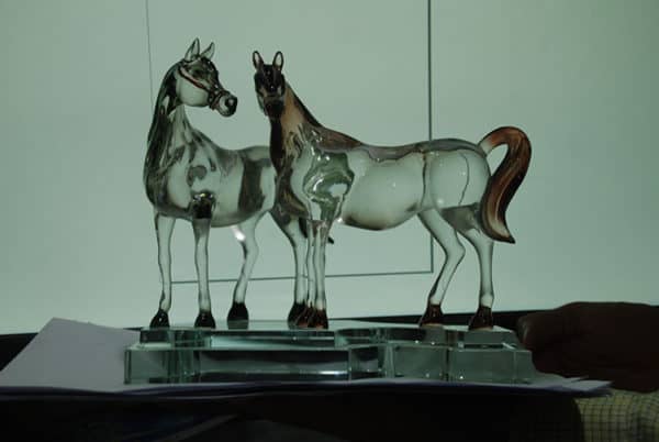 Customized clear crystal Arabic horse sculpture model