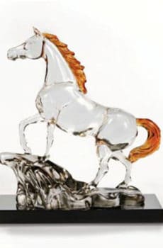 Crystal casted walking horse model with base