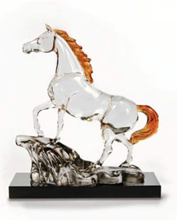 Crystal casted walking horse model with base