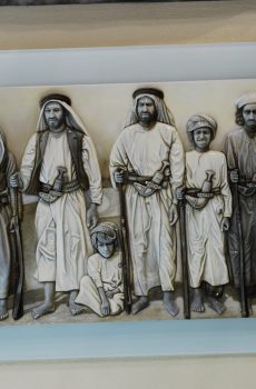 3d painting of Arabic men family with frame