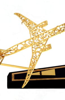 Gold plated Arabic calligraphy aircraft model