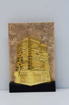 3d resin building with gold plating plaque