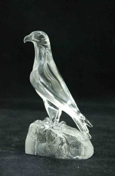 Crystal falcon sculpture on rock shape resin mold