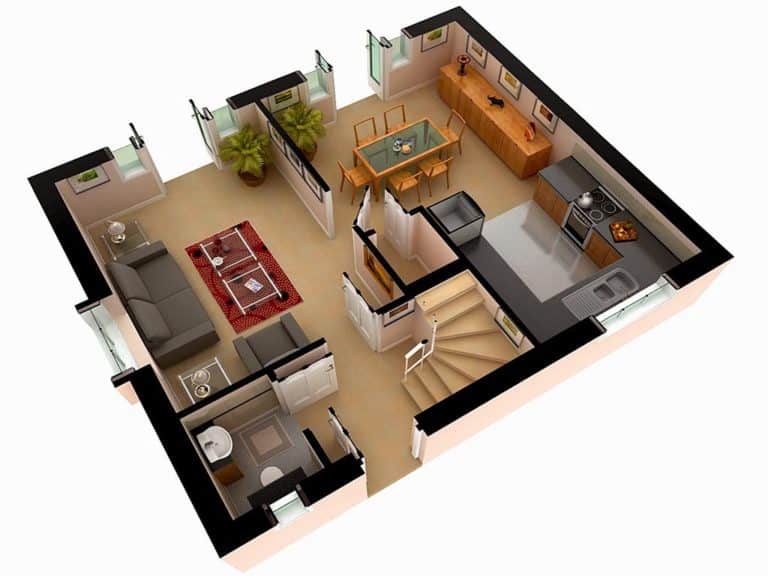 3d furniture design with floor plan concept