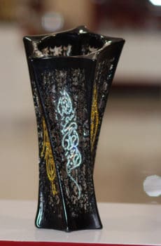 Black Swarovski studded Arabic calligraphy vase