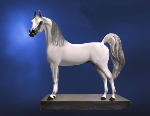 White customized premium Arabic horse sculpture