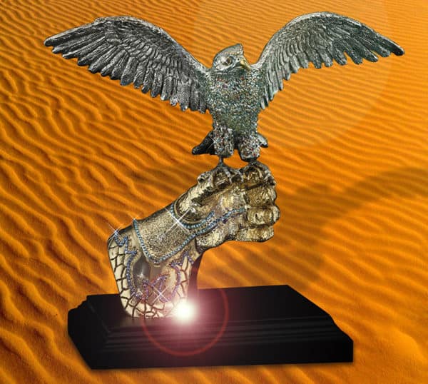 Customized falcon on hand souvenir of Saudi Arabia