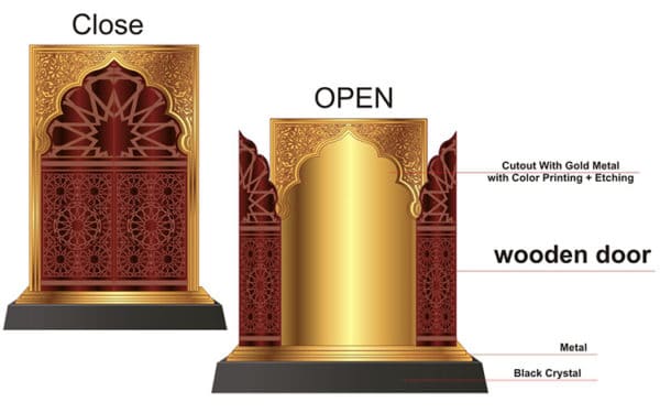 wooden and metal door souvenir made in Dubai