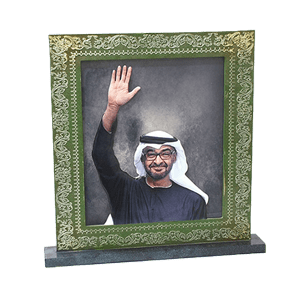 3d glass painting of sheikh Mohammed in zayed