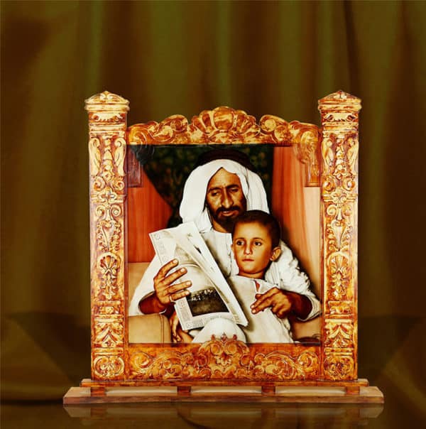 3d family painting on glass with frame in UAE