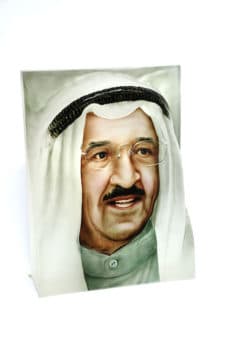 3d portrait on glass of Arab Sheikh
