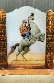 3d hand painted glass portrait of Dubai prince