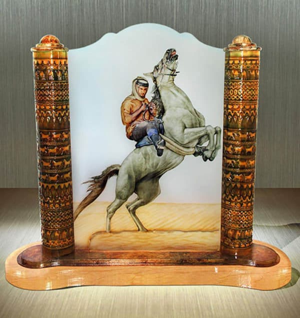 3d hand painted glass portrait of Dubai prince