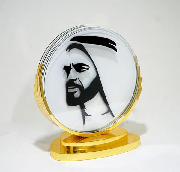 3d Sheikh Zayed face multi layer glass art