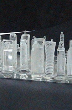 Customized crystal skyline model of Qatar