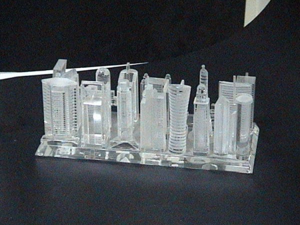 Customized crystal skyline model of Qatar