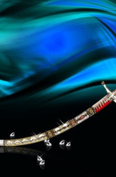 Crystal customized sword with branded gems studded