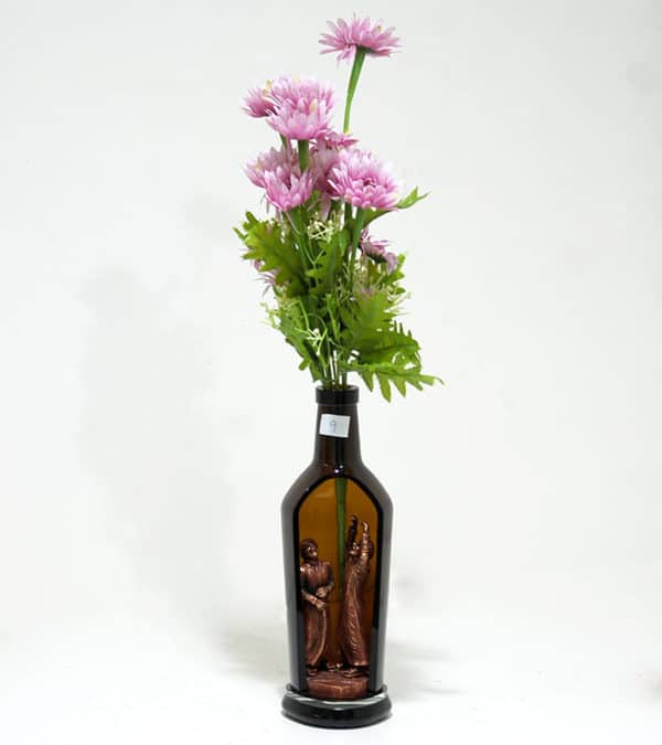 Sustainable home flower vase from up cycled glass