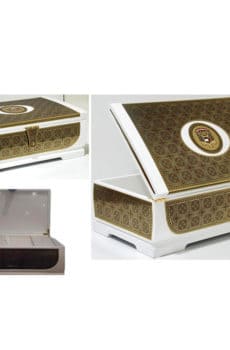 White glossy personalized wooden treasure gift box