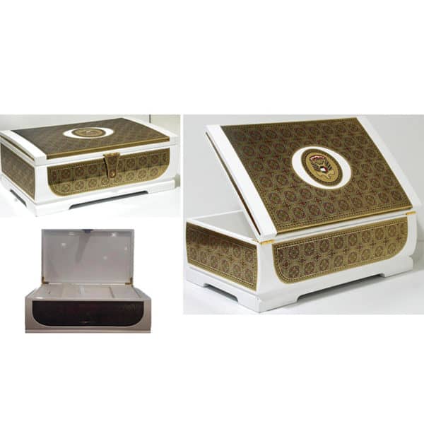 White glossy personalized wooden treasure gift box