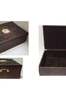 Customized solid wood treasure box with metal handles