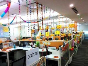 Diwali decor inside office